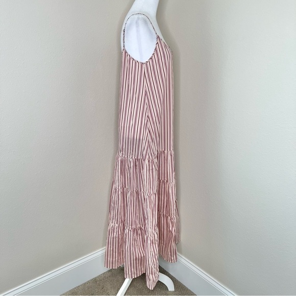 BOSS Datecara White Pink Striped Sleeveless V-Neck Midi Dress Sundress Sz 4 NWT - Picture 10 of 16